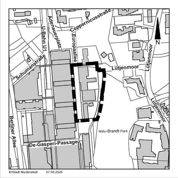 Bekanntmachung nach &sect; 3 Abs. 2 BauGB f&uuml;r den Bebauungsplan Nr. 325 Norderstedt &raquo;Bebauung zwischen Europaallee und Willy-Brandt-Park"